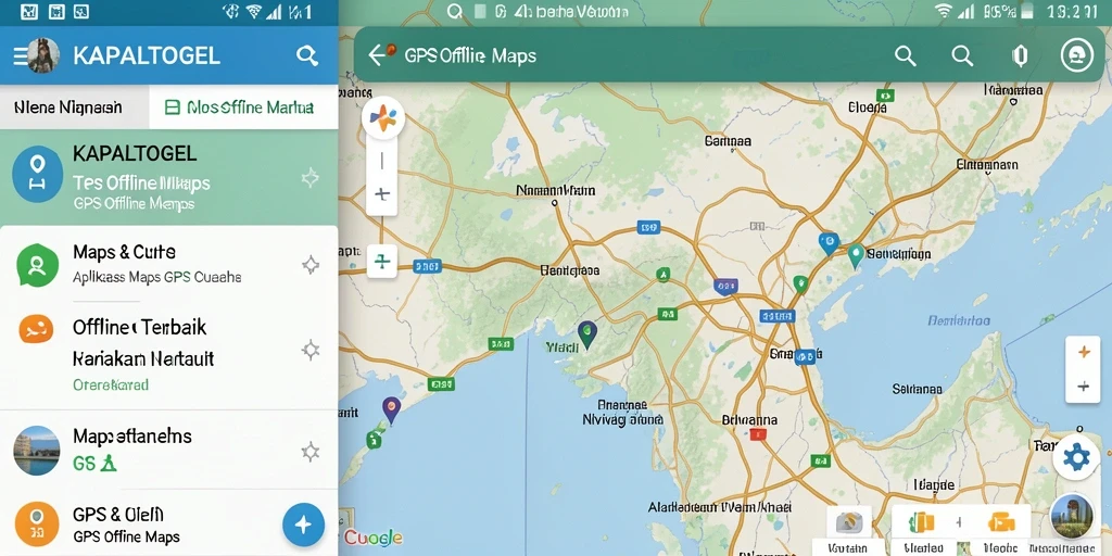 Tampilan antarmuka KAPALTOGEL untuk navigasi GPS Offline Maps.