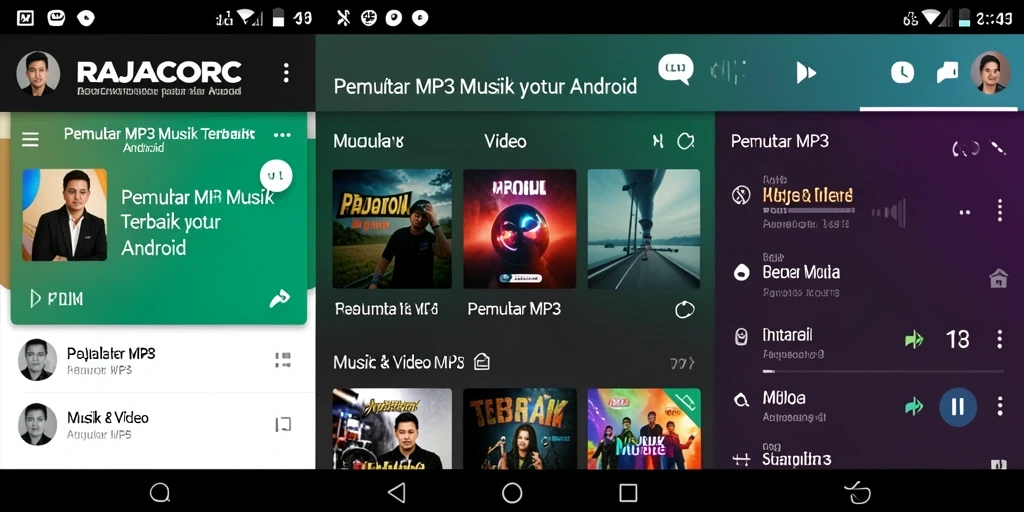 Antarmuka RAJACORC dengan kontrol Pemutar MP3 yang intuitif.