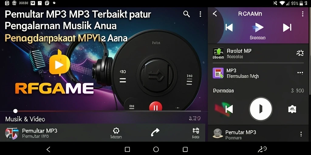 Antarmuka RPGAME yang sederhana dan elegan saat memutar musik.