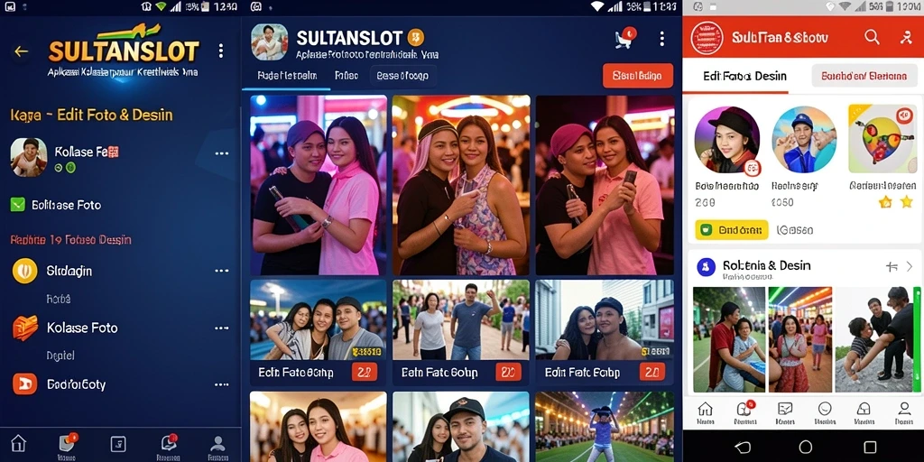Antarmuka aplikasi SULTANSLOT untuk kolase foto yang kreatif.