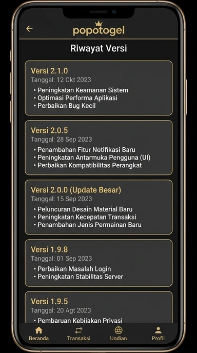 Riwayat Versi Popotogel untuk Pengguna Android